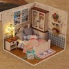 Maison de poupée de bricolage, maison de poupée miniature avec lumière LED, kit de maison miniature avec couvercle anti-pouss