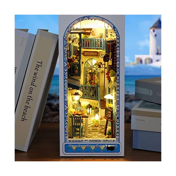 Mini Maison poupée avec Meuble Maison Miniature lumière LED Bleu,Maison poupée Miniature Bricolage, Petite Maison 3D, Maison 