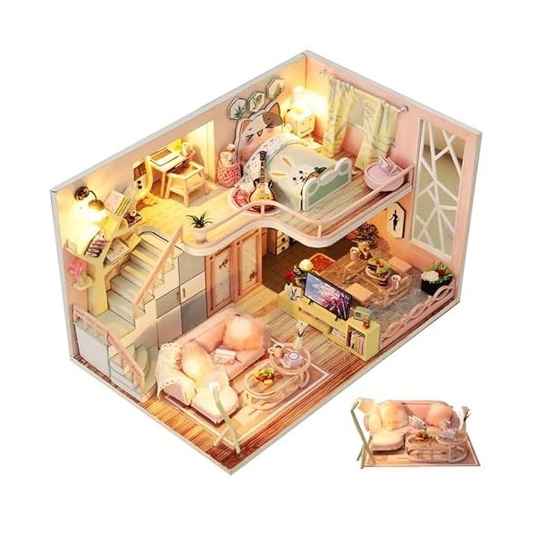 Kit de maison miniature à construire pour adultes, mini kit de fabrication de maison avec meubles, décorations dHalloween/No