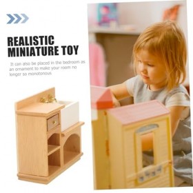 Abaodam Meubles De Maison Jouets Décor Jouet Miniature Délicat Résistant À lusure Mini Évier Armoire en Bois Jouet Miniature