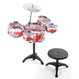 Ensemble Batterie Jazz Avec 2 Baguettes, 5 Peau Tambour, 1 Cymbale, Ensemble Batterie pour Enfants, Instruments Musique éduca