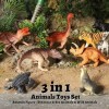 TOEY PLAY 3 en 1 Figurine Animaux en Plastique Jouets 36pcs , Lot Animaux Marins Mer, Sauvages Animaux de la Forêt Jungle, Di