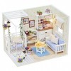 Amasawa Modèle de Maison de Poupée Bricolage,Creative DIY Kit Maison Dollhouse Miniature avec des Meubles DIY Kit Dollhouse e