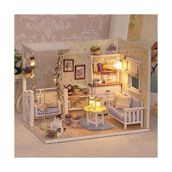 Amasawa Modèle de Maison de Poupée Bricolage,Creative DIY Kit Maison Dollhouse Miniature avec des Meubles DIY Kit Dollhouse e