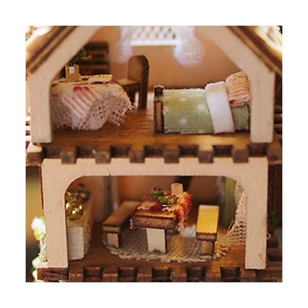 HEITIGN Kit de Maison de Poupée 19 × 16 × 16 DIY Doll House Cute Dollhouse Miniature Doll House Kit Perfect DIY Choice