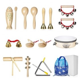 Instruments de Musique en Bois pour Bébés Enfants, Jouets de Percussion pour 1 2 3 Anas Garçons et Fille, Cadeau de Noël pour