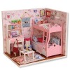 Miniature avec des Meubles De Maison De PoupéE, Maison Miniature DIY,Kit DIY Dollhouse en Bois Ainsi Que La PoussièRe Et Le M