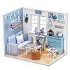 Miniature avec des Meubles De Maison De PoupéE, Maison Miniature DIY,Kit DIY Dollhouse en Bois Ainsi Que La PoussièRe Et Le M