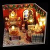 Cymwer Maison de poupée Miniature de Noël avec Housse Anti-poussière et Accessoires Kit de Maison Miniature DIY Chambre Minia