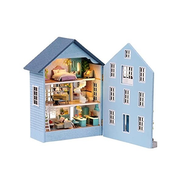 ZXCVWWE Kit de construction miniature en bois Maisons de poupées avec lumière Molan Y3H1 jouets faits à la main pour filles C