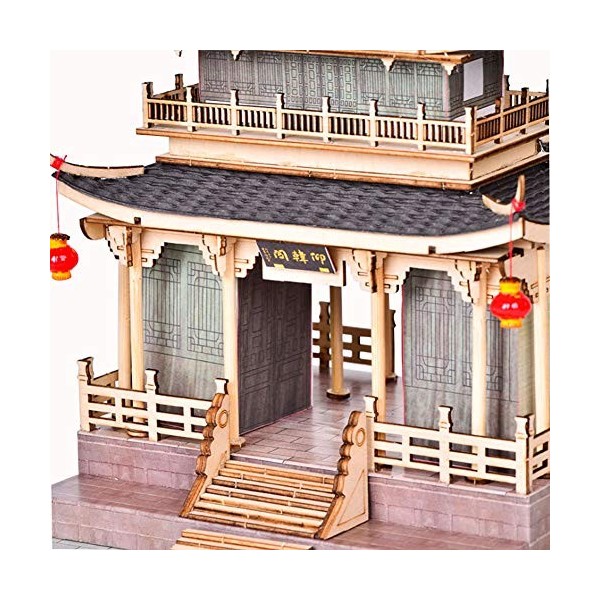 XLZSP DIY Style Chinois Ancien Construction Maisonnette Miniature 3D Fait à la Main Maison de Poupées Pavilons/Tour Assemblag