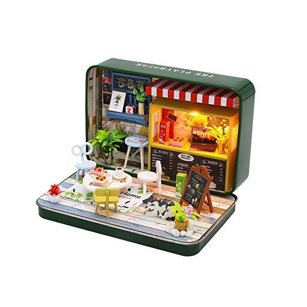 Dollhouse Miniature avec Meubles DIY Dollhouse Kit de Maison de PoupéE, DéCorations de PièCe CréAtives à LéChelle 1:24 Cadea