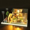 erhumama Maison de poupée japonaise miniature 3D en bois pour cuisine, chambre à coucher, maison de poupée avec housse anti-p