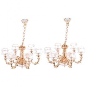 Kichvoe 1:12 Plafonnier Miniature pour Maison De Poupée 2 Pièces Faux Mini Lustre Petit Plafonnier Suspendu Lampe Modèle Mais
