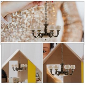 Kichvoe 1:12 Plafonnier Miniature pour Maison De Poupée 2 Pièces Faux Mini Lustre Petit Plafonnier Suspendu Lampe Modèle Mais