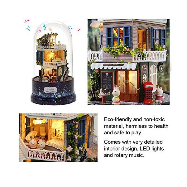 Miniature de Maison de poupée en Bois, kit de Maison de poupée Miniature assemblant Un modèle 3D de Style Moderne pour des Ca