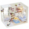 XLZSP Maison de poupée miniature à monter soi-même, meuble de maison de poupée en bois, maison miniature 3D, assemblage à la 