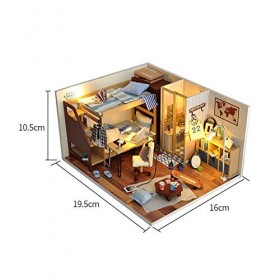 luckiner Maison de poupée miniature à faire soi-même - Kit de bricolage lumineux - Maison de poupée - Modèle de chambre de po