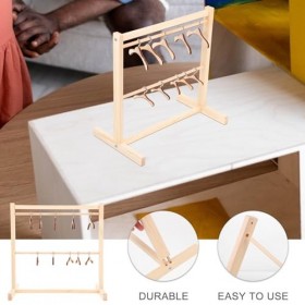 Garneck Poupée Porte-Vêtements avec Bois Poupée Vêtements Cintre Poupée Placard Mini Poupée Vêtements Cintre Poupée Garde-Rob