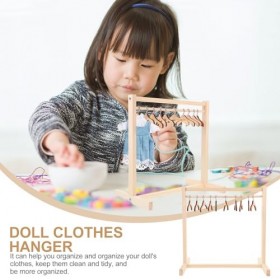 Garneck Poupée Porte-Vêtements avec Bois Poupée Vêtements Cintre Poupée Placard Mini Poupée Vêtements Cintre Poupée Garde-Rob