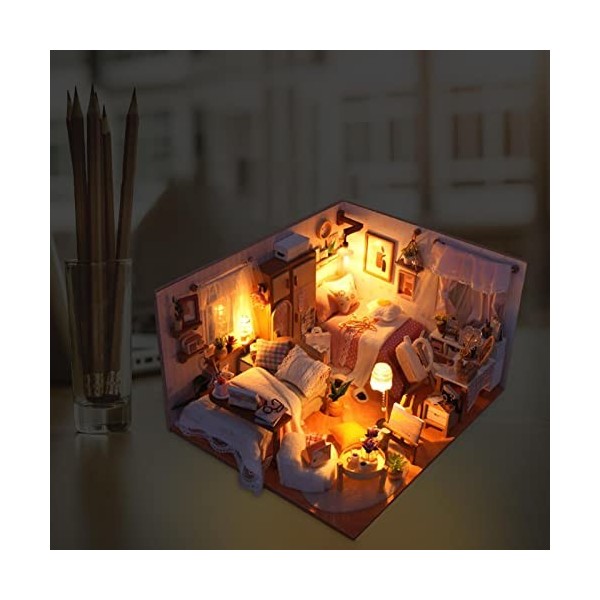 Maison poupée Bricolage | Maison poupée Miniature en Bois - Kit Miniature Fait Main Maison poupée avec Meubles, Mini Jouets M