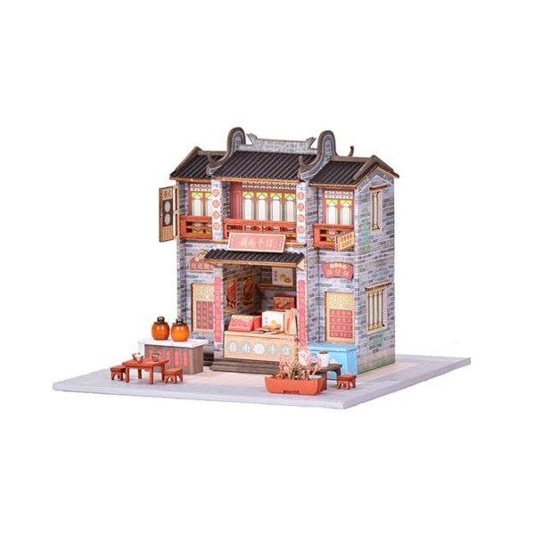 Kit maison de poupée miniature 3D de style chinois à faire soi-même, mini maison en bois fait à la main, jouet créatif cadeau