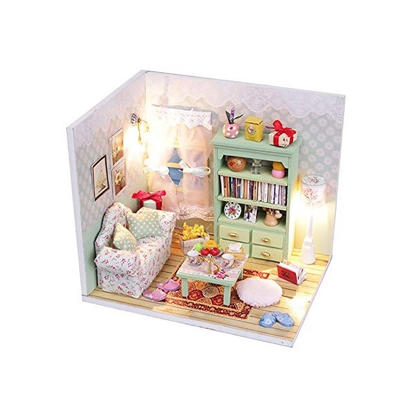 luckiner Maison de poupée miniature avec meubles et housse anti-poussière pour adolescents et adultes