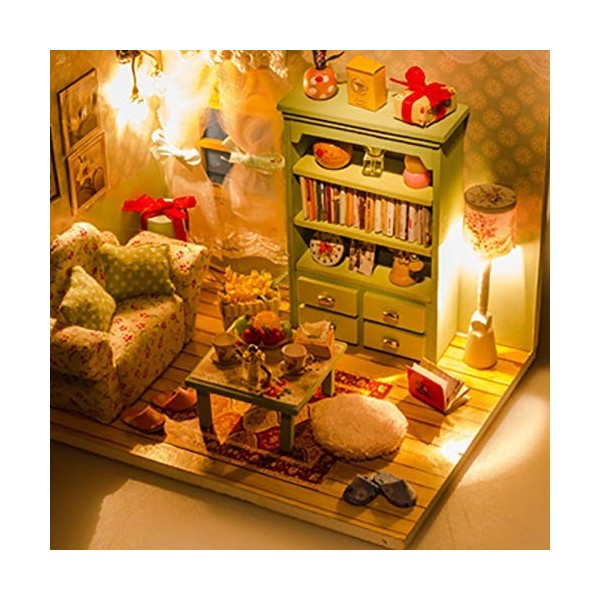 luckiner Maison de poupée miniature avec meubles et housse anti-poussière pour adolescents et adultes