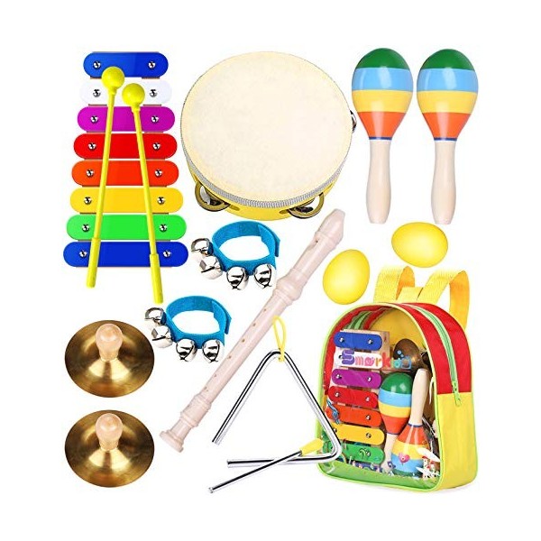 Smarkids Instruments de Musique pour Enfants Professionnel Jouets Musicaux Educatifs Bois Percussion pour Bébé avec Xylophone