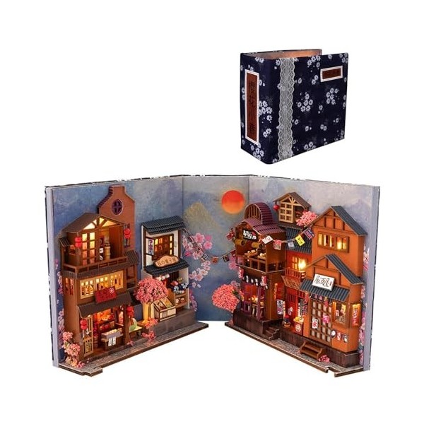 DIY Book Nook Kit, Puzzle 3D Kit De Maison De Poupées Miniatures En Bois Avec Meubles & Lumière LED, Serre-Livres Dart Style