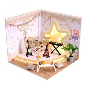 DIY Dollhouse Miniature Kit,3D en Bois DIY Miniature Dollhouse Model Set Handmade Craft Apartment with LED Light Decoration f