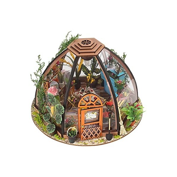 Kit de Maison de Miniature Bricolage en Bois avec Meubles et Outil de Jardinage, Ensemble de Mini Maison de Jardin en Bois, M