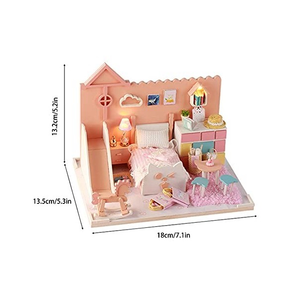 Eulbevoli Kit de Maison de poupée, kit de Maison de poupée Bricolage Artisanat Maison de poupée lumières LED Cadeau pour Enfa