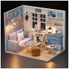 YOUCAI DIY Miniature Maison de Poupée en Bois Kit de Meubles à la Maison Mini Maison Assemblée Jouet avec Couvercle de la Pou