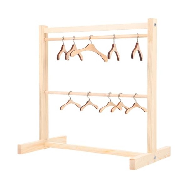 Alipis 1 Ensemble De Porte-Vêtements De Poupée avec Mini Cintre en Bois pour Vêtements De Poupées Accessoires De Meubles De G