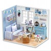 Diyeeni Kit de Maison de poupée Bricolage avec Meubles éclairage LED, Mini Chambre Confortable Salon Maison de poupée à la Ma