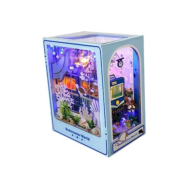 Ronyme Kits de Maison de Poupée Miniature en Bois Bricolage pour Garçons Filles Modèle de Support de Livre Créatif