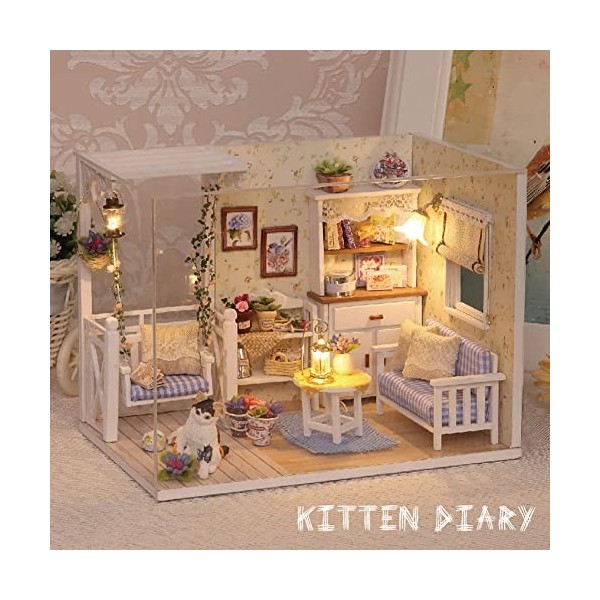 ZQWE Kit de maison de poupée miniature à faire soi-même, boîte à musique 3D, puzzles miniatures en bois, kit de meubles de ma