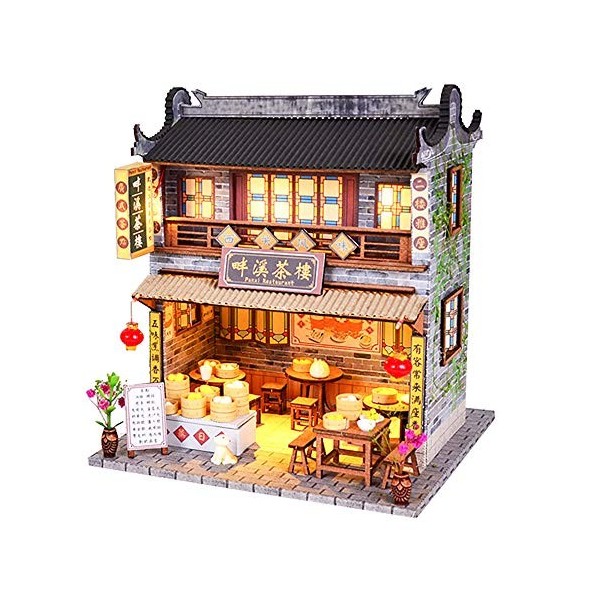 Bricolage maison en bois jouet chinois en bois miniature maison de poupée kit de meubles créatifs, cadeau danniversaire et c