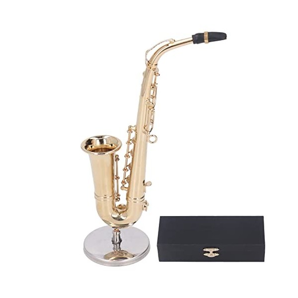 BALRAJ Saxophone Miniature avec Support, Mini Instrument De Musique Réaliste, Modèle De Maison De Poupée, Décoration De Maiso