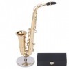 BALRAJ Saxophone Miniature avec Support, Mini Instrument De Musique Réaliste, Modèle De Maison De Poupée, Décoration De Maiso