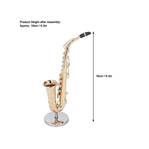 BALRAJ Saxophone Miniature avec Support, Mini Instrument De Musique Réaliste, Modèle De Maison De Poupée, Décoration De Maiso