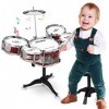 Finding Good 8662 Kit de batterie jazz pour enfants, 8 pièces avec 5 tambours, 1 cymbale et 2 baguettes de percussion éducati