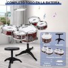 Finding Good 8662 Kit de batterie jazz pour enfants, 8 pièces avec 5 tambours, 1 cymbale et 2 baguettes de percussion éducati