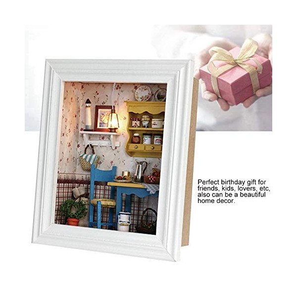 Nicoone Mini maison de poupée à faire soi-même, cadre photo pour maison de poupée avec meubles, cadeaux danniversaire, décor