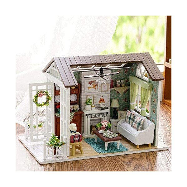 Kit de meubles en bois de maison de poupée miniature bricolage, kit de maison miniature de maison de maison en bois bricolage