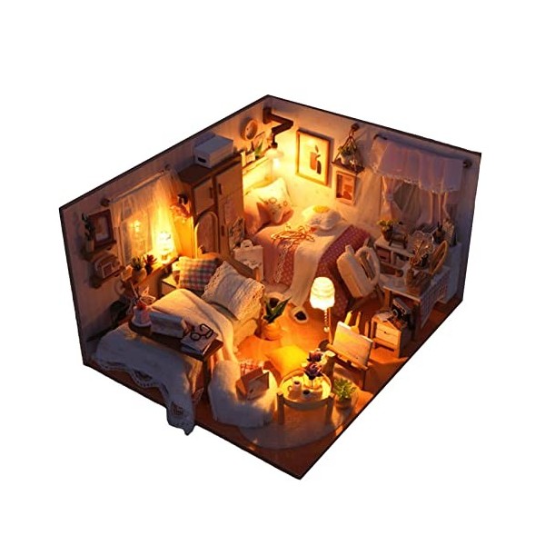 Kit de maison de poupée bricolage,Maison de poupée miniature en bois | Mini maison de poupée faite à la main avec meubles et 