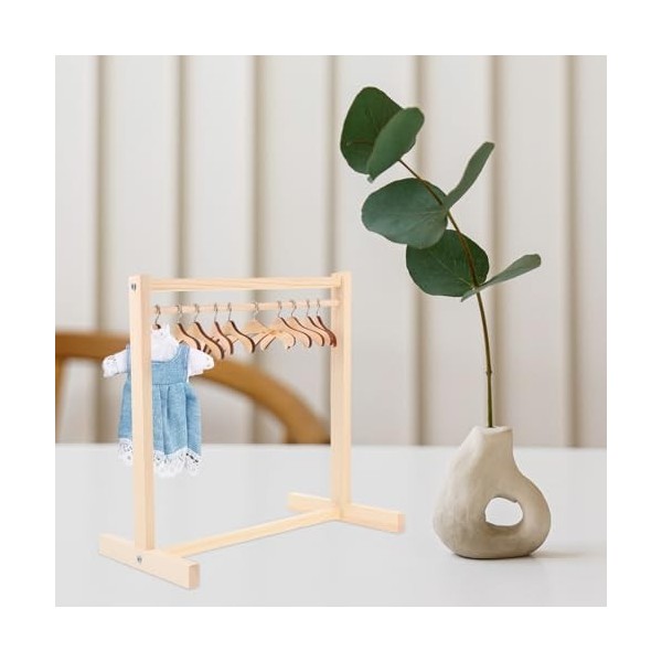 FAVOMOTO 1 Ensemble De Porte-Vêtements De Poupée avec Cintre en Bois pour Vêtements De Poupée Mini Cintres pour Vêtements De 