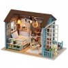 YIWENG Bricolage Miniature Dollhouse Kit Réaliste Mini 3D en Bois Maison Chambre Artisanat avec Meubles LED Lumières Cadeau d