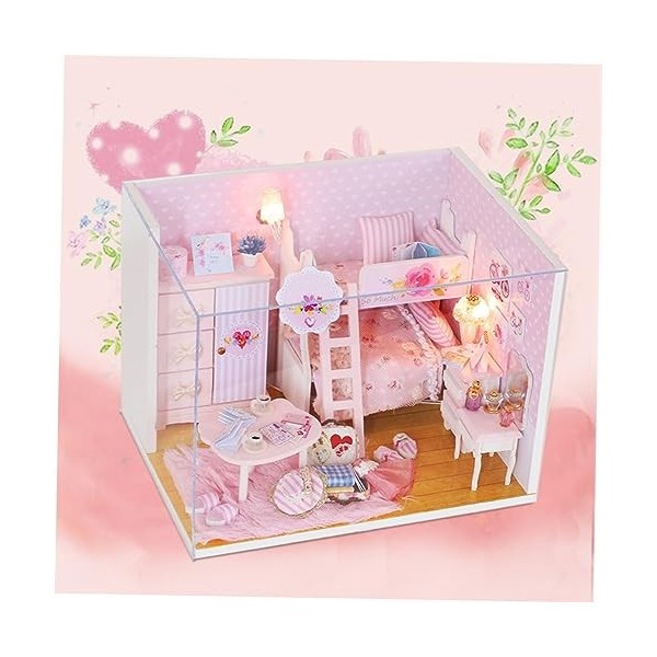 Toyvian Jouets pour Petites Filles Mini Mini Maison Bricolage en Bois Enfant Miniature Maison De Poupée Bambou